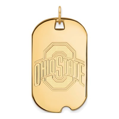 Ohio State University 10K Yellow Gold Large Buckeyes Dog Tag Pendant