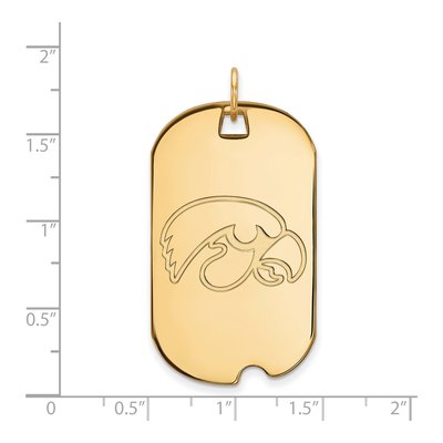 University of Iowa 10K Yellow Gold Large Hawk Dog Tag Pendant – view 2