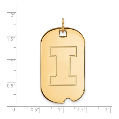 University of Illinois 10K Yellow Gold Large Letter I Dog Tag Pendant – view 2