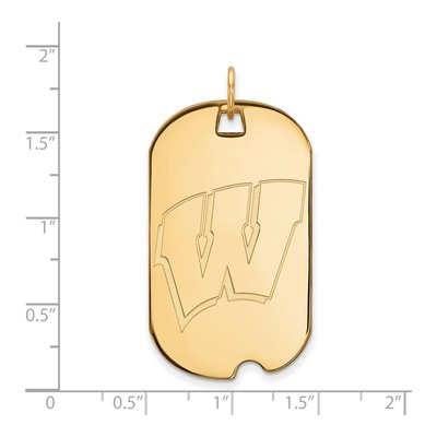 University of Wisconsin 10K Yellow Gold Large Dog Tag Letter W Pendant – view 2