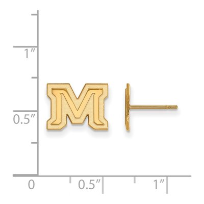 Montana State University 10K Yellow Gold Extra Small Letter M Stud Earrings – view 2