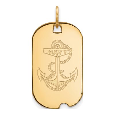 United States Naval Academy 10K Yellow Gold Small US Anchor Dog Tag Pendant