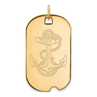 United States Naval Academy 10K Yellow Gold Large US Anchor Dog Tag Pendant