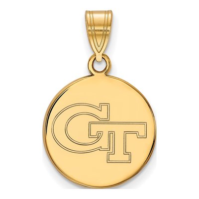 Georgia Institute of Technology 10K Yellow Gold Medium Tech G-T Disc Pendant
