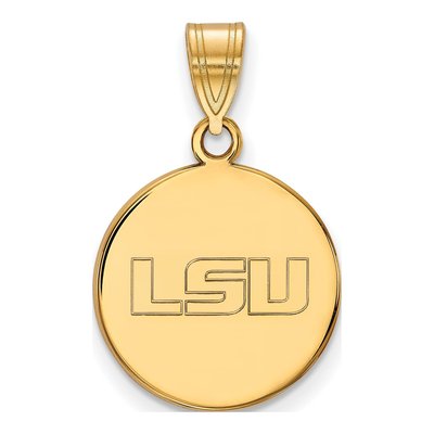 Louisiana State University 10K Yellow Gold Medium LSU Tigers Disc Pendant