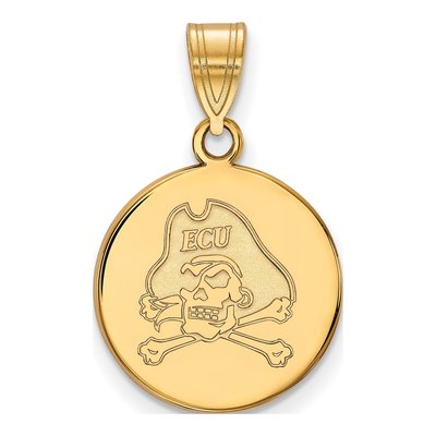 East Carolina University 10K Yellow Gold Medium Pirates Disc Pendant