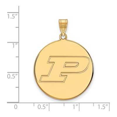 Purdue University 10K Yellow Gold Extra Large Disc Letter P Pendant – view 2