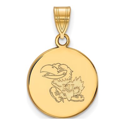 University of Kansas 10K Yellow Gold Medium Jayhawk Disc Pendant