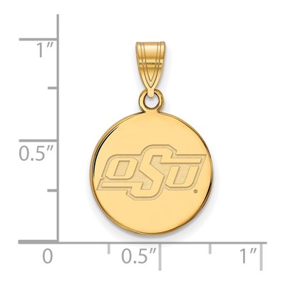 Oklahoma State University 10K Yellow Gold O-S-U Small Disc Pendant – view 2