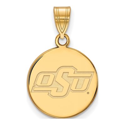 Oklahoma State University 10K Yellow Gold O-S-U Small Disc Pendant