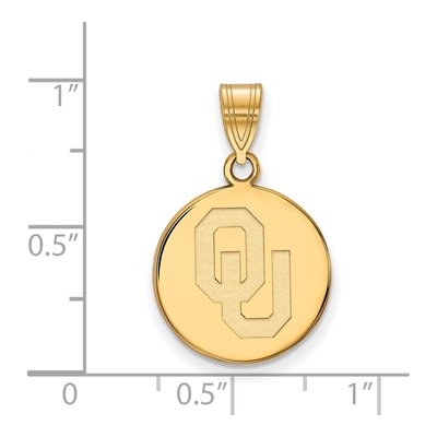 University of Oklahoma 10K Yellow Gold Medium O-U Disc Pendant – view 2
