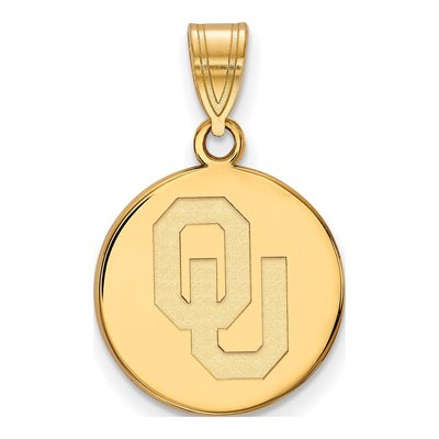 University of Oklahoma 10K Yellow Gold Medium O-U Disc Pendant
