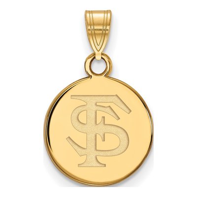 Florida State University 10K Yellow Gold Seminoles Small Disc Pendant