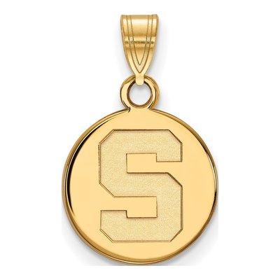 Michigan State University 10K Yellow Gold Small Disc Letter S Pendant