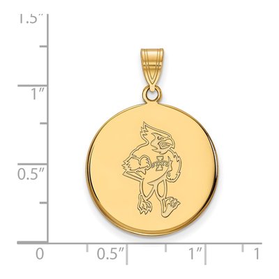 Iowa State University 10K Yellow Gold Cardinal Large Disc Pendant – view 2