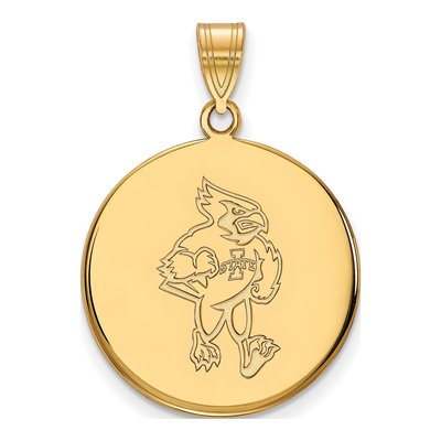 Iowa State University 10K Yellow Gold Cardinal Large Disc Pendant