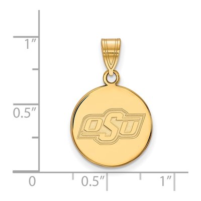 Oklahoma State University 10K Yellow Gold O-S-U Medium Disc Pendant – view 2