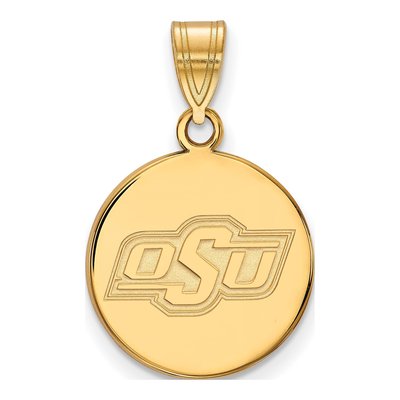 Oklahoma State University 10K Yellow Gold O-S-U Medium Disc Pendant