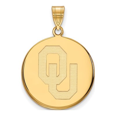 University of Oklahoma 10K Yellow Gold O-U Large Disc Pendant