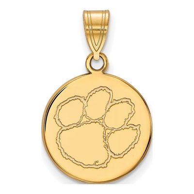 Clemson University 10K Yellow Gold Medium Tigers Paw Disc Pendant