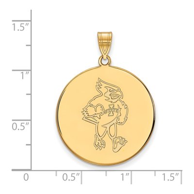 Iowa State University 10K Yellow Gold Cardinal Extra Large Disc Pendant – view 2