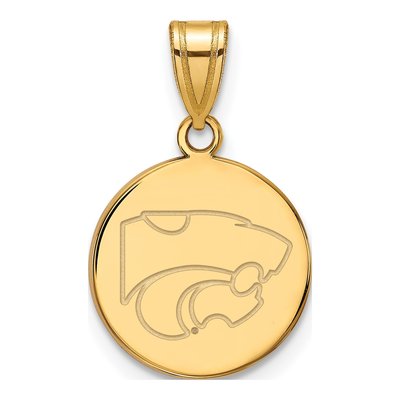Kansas State University 10K Yellow Gold Wildcat Medium Disc Pendant