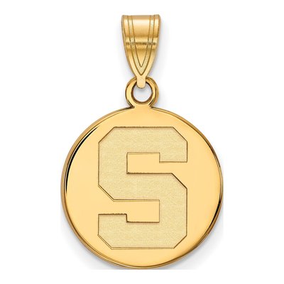 Michigan State University 10K Yellow Gold Medium Disc Letter S Pendant