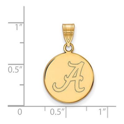 University of Alabama 10K Yellow Gold Medium Disc Letter A Pendant – view 2