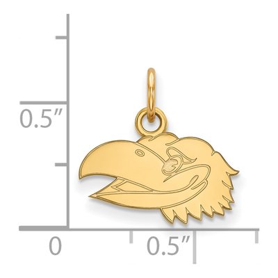 University of Kansas 10K Yellow Gold Jayhawk Extra Small Pendant – view 2