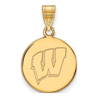 University of Wisconsin 10K Yellow Gold Medium Disc Letter W Pendant