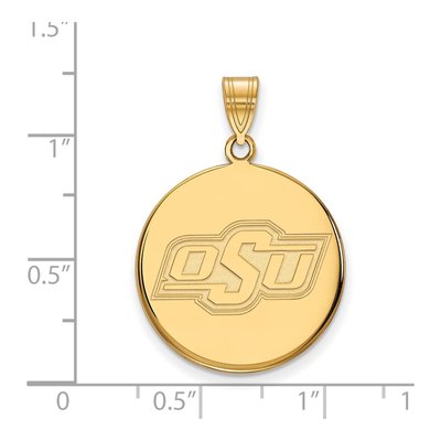 Oklahoma State University 10K Yellow Gold O-S-U Large Disc Pendant – view 2