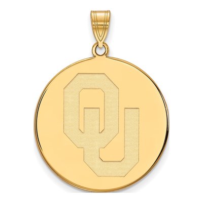 University of Oklahoma 10K Yellow Gold O-U Extra Large Disc Pendant