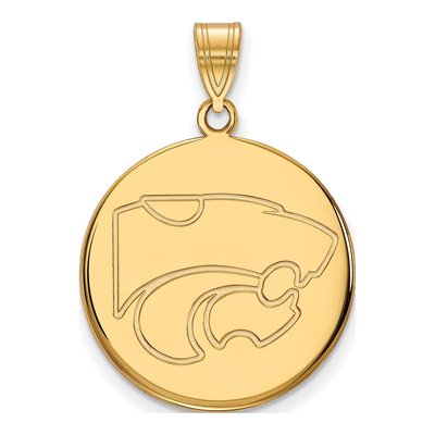 Kansas State University 10K Yellow Gold Wildcats Large Disc Pendant