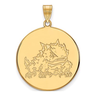 Texas Christian University 10K Yellow Gold TCU Horned Frogs Extra Large Disc Pendant
