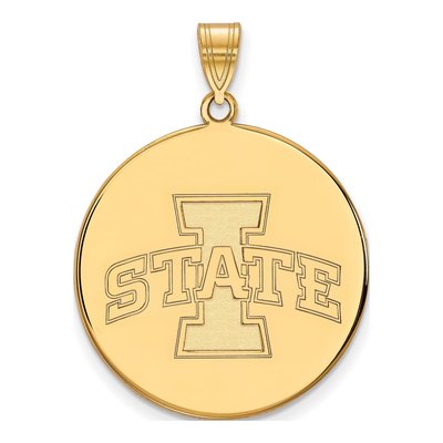Iowa State University 10K Yellow Gold Extra Large XL Disc Pendant