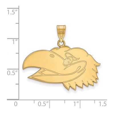 University of Kansas 10K Yellow Gold Large Jayhawk Pendant – view 2