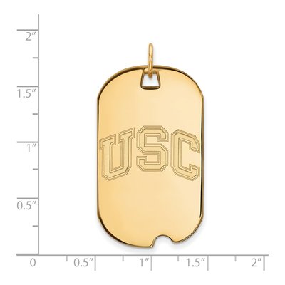 University of Southern California 10K Yellow Gold USC Trojans Large Dog Tag Pendant – view 2