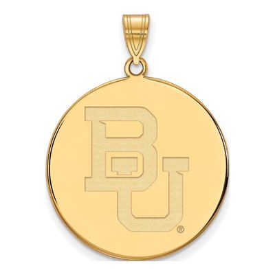 Baylor University 10K Yellow Gold Bears Extra Large Disc Pendant