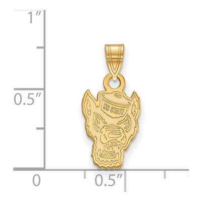 North Carolina State University 10K Yellow Gold Wolf Small Pendant – view 2