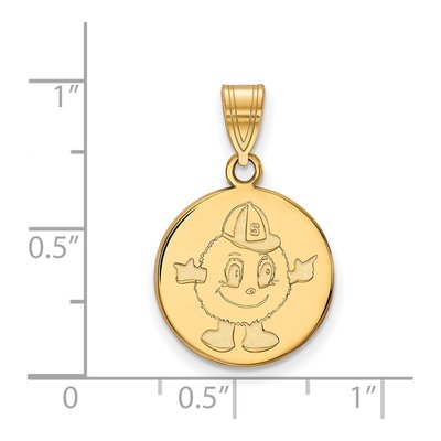 Syracuse University 10K Yellow Gold Medium Mascot Disc Pendant – view 2