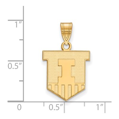 University of Illinois 10K Yellow Gold Medium Victory Badge Pendant – view 2