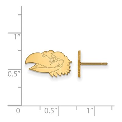 University of Kansas 10K Yellow Gold Jayhawk Extra Small Stud Earrings – view 2