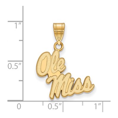 University of Mississippi 10K Yellow Gold Ole Miss Medium Pendant – view 2