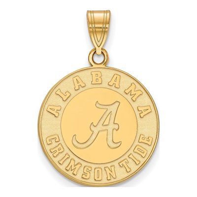 University of Alabama 10K Yellow Gold Crimson Tide Large Disc Pendant