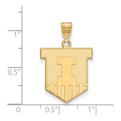 University of Illinois 10K Yellow Gold Large Victory Badge Pendant – view 2