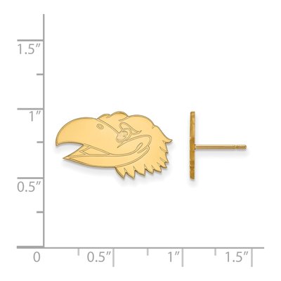 University of Kansas 10K Yellow Gold Jayhawk Stud Earrings – view 2