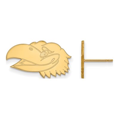 University of Kansas 10K Yellow Gold Jayhawk Stud Earrings