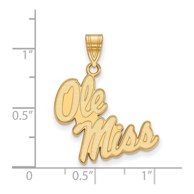 University of Mississippi 10K Yellow Gold Ole Miss Large Pendant – view 2