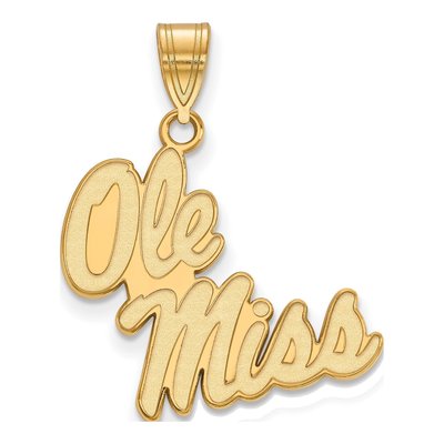 University of Mississippi 10K Yellow Gold Ole Miss Large Pendant