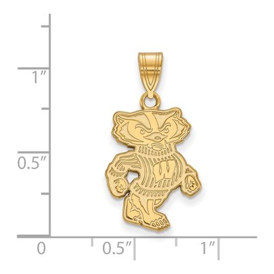University of Wisconsin 10K Yellow Gold Large Badger Pendant – view 2